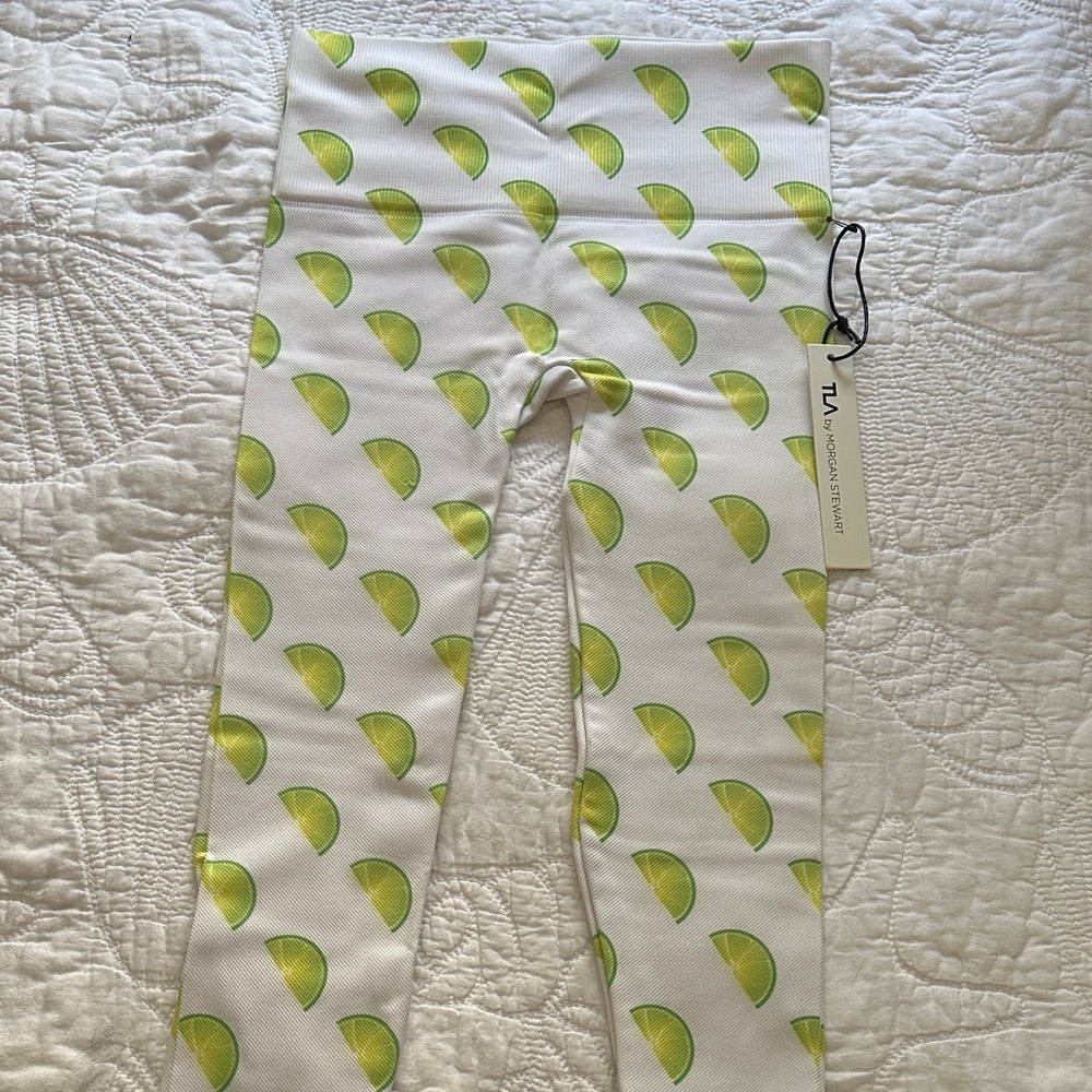 Women's Lime Print Leggings - White and Green